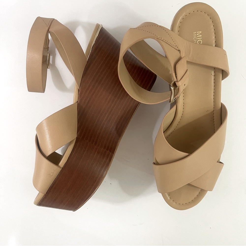 Michael Kors Abbott Wood Wedge Sandals - Picture 7 of 12
